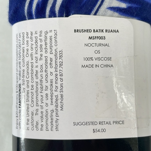 MICHAEL STARS Blue White Ruana Beach Viscose Wrap Scarf Sarong OS - Picture 4 of 6